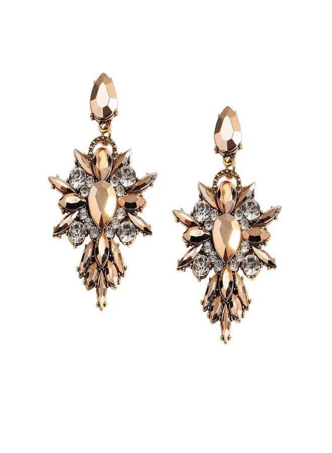 SOHI Women's Crystal Drop Earrings For Casual Wear | Gold Colour | Alloy Material | Push Back Closure | Artificial Stones Earrings | Earrings For Woman & Girls (9745) - Image 1