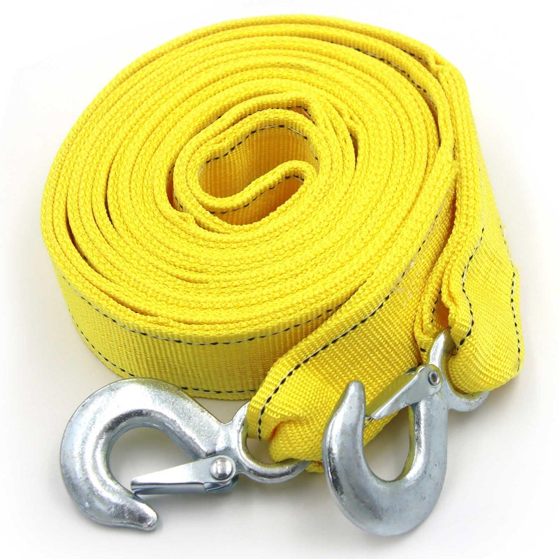 Heavy Duty Tow Strap with Safety Hooks  2 x 164  13200 LB Capacity Tow Rope Yellow Shackle for Vehicle Recovery Hauling Stump Removal  Much MoreBest Towing Accessory for Car