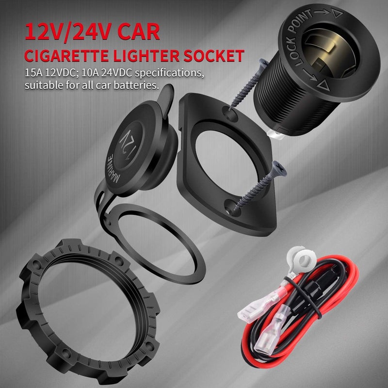 DAIERTEK 12V Car Cigarette Lighter Socket Female 12 Volt Power Outlet Replacement with Blue LED Waterproof for Boat Marine Scooter RV ATV UTV - 3pcs - Image 2