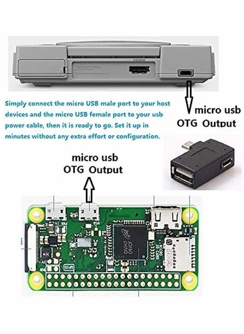 SYOSI - 2 in 1 Powered Micro to USB OTG Adapter 90 Degree Right Angled for Fire Stick Host Devices Android Smart Phone or Tablet - Image 1