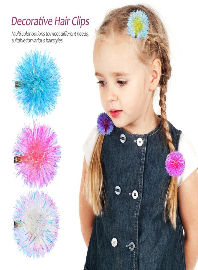 Beaupretty Hair Clips, 6 Pieces Colorful Hair Clips with Fuzzy Pom Pom for Teens, Women, Girls - Image 4