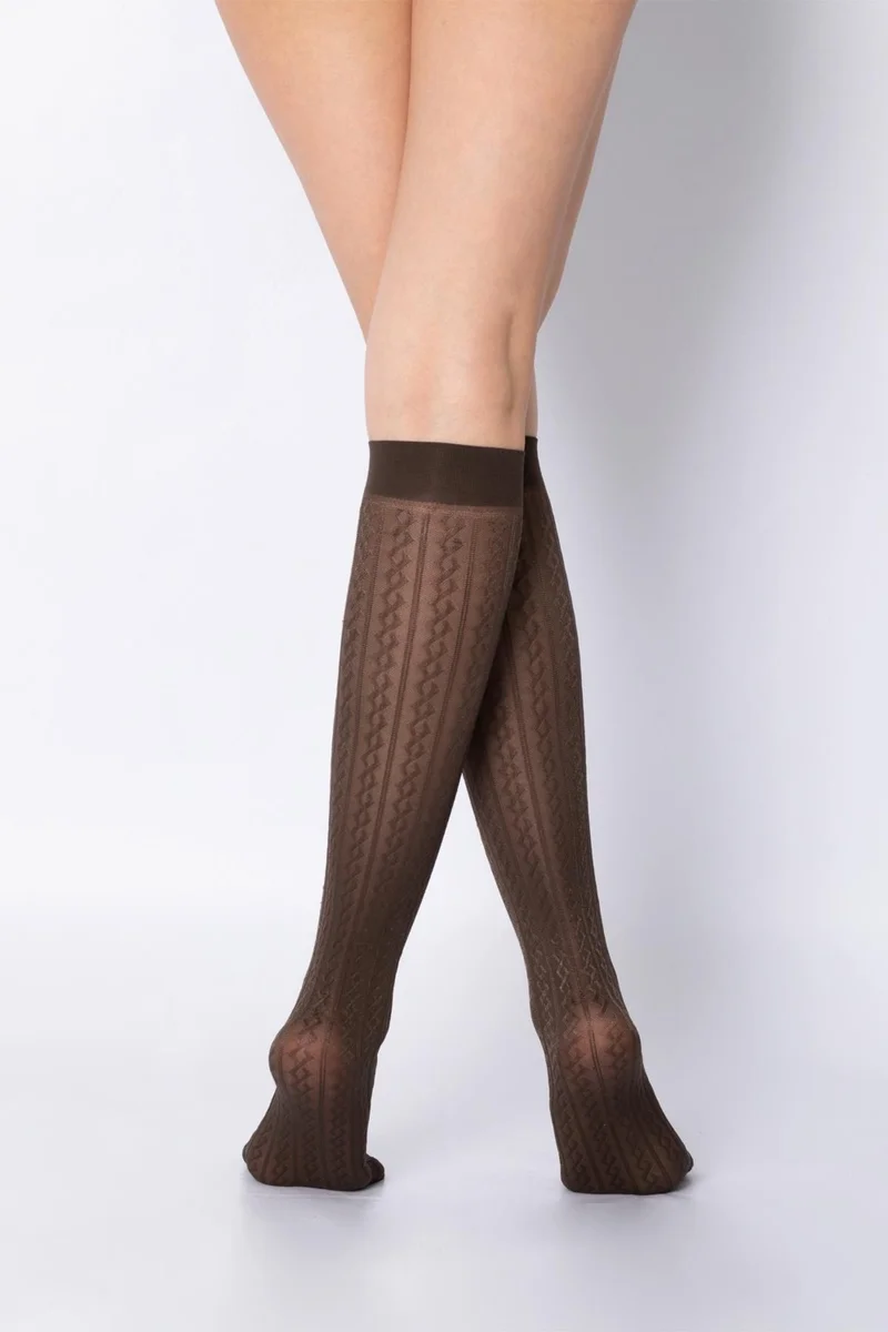 دو رى مى Patterned Knee High Socks Chika