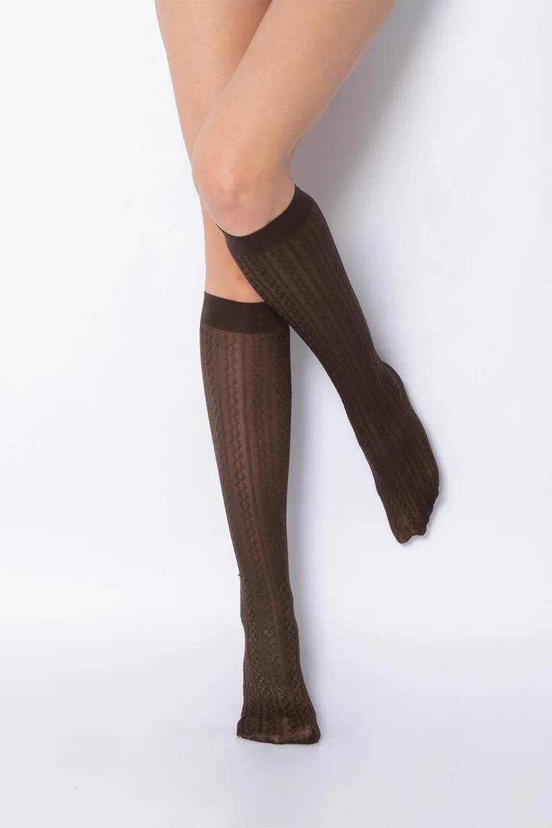 دو رى مى Patterned Knee High Socks Chika