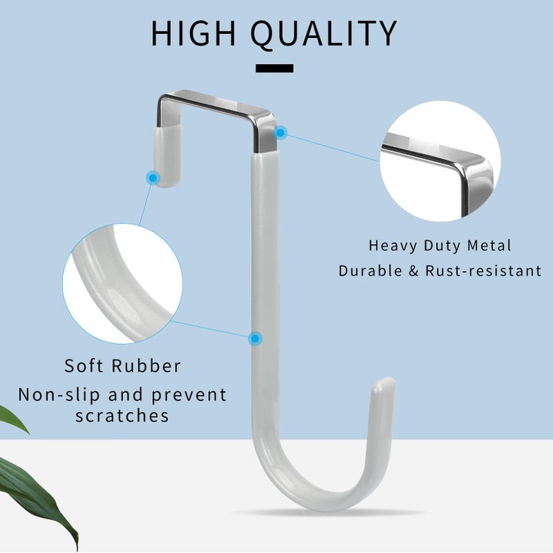 أف واي واي خطافات تعليق الملابس فوق الباب من Fyy، عبوة من 4 خطافات مزودة بمطاط لمنع الخدوش، خطافات تنظيم متينة لغرفة المعيشة والحمام وغرفة النوم لتعليق الملابس والمناشف والقبعات والمعاطف والحقائب، لون فضي - Image 3