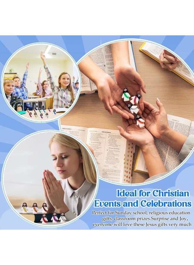 Bememo 25 Pcs Little Jesus Figures Original Design Jesus Love You Mini Rubber Toys to Hide and Seek Christmas Religious Party Favors Sunday School Baptism Gifts(Fulgent Color) - Image 3