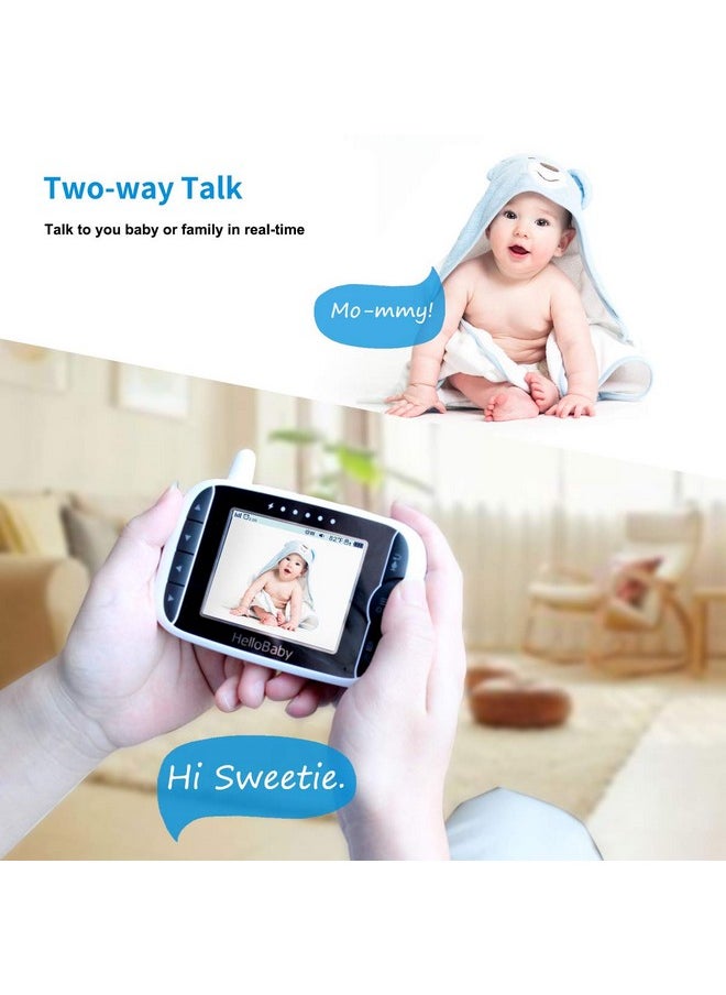 Hellobaby HelloBaby Video Baby Monitor with 2 Cameras and Audio. Baby Monitor with Remote Pan/Tilt/Zoom, VOX Mode, Night Vision, 2-Way Talk, 8 Lullabies  - Image 1