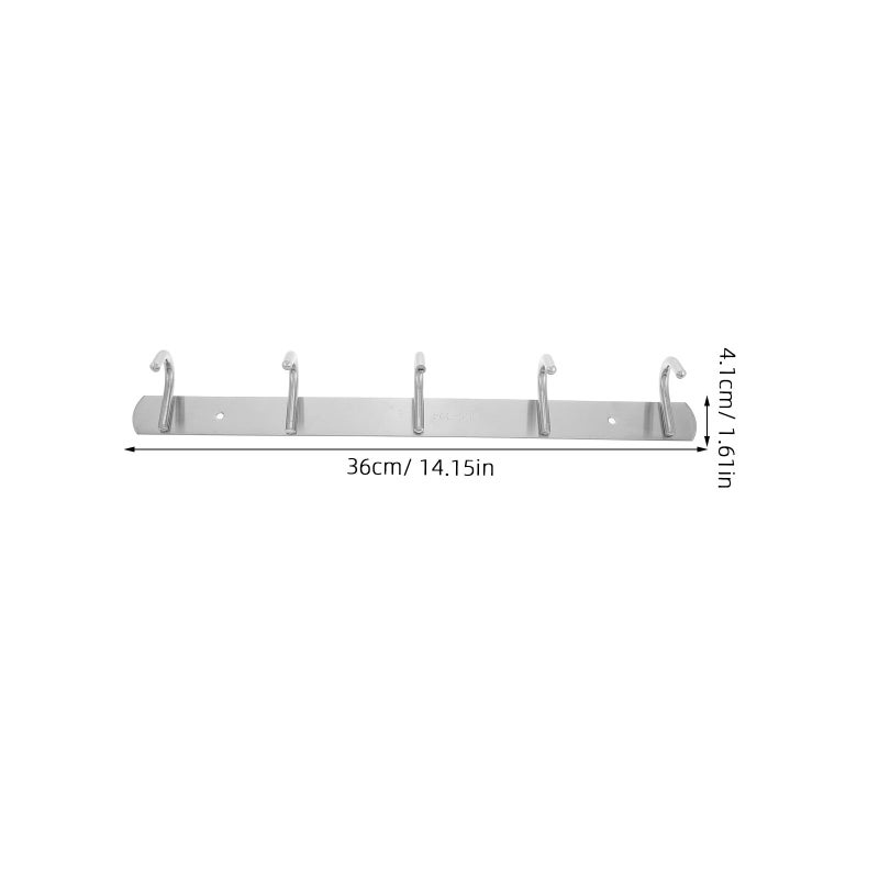 Stainless Steel Towel Hanger 5 Hooks Wall Mounted Bathroom Robe Storage Hook - Image 3