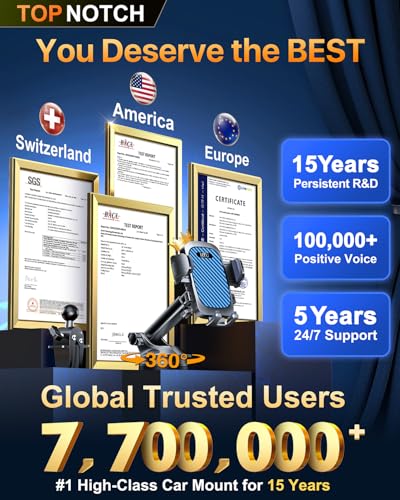 HTU 2026 Ultimate Best【True Military-Grade & Safety Cert】Car Phone Holder【Upgraded 360 Rotation & 100+LBS Strongest Suction】5-in-1 Truck Windshield Dashboard Vent Mount Stand for iPhone Android, Blue - Image 2