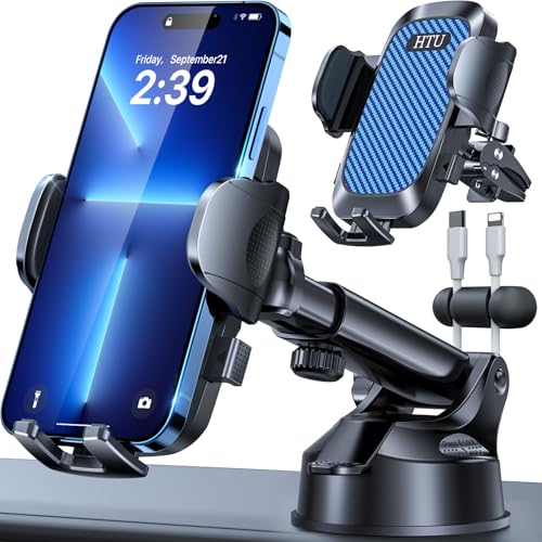 HTU 2026 Ultimate Best【True Military-Grade & Safety Cert】Car Phone Holder【Upgraded 360 Rotation & 100+LBS Strongest Suction】5-in-1 Truck Windshield Dashboard Vent Mount Stand for iPhone Android, Blue - Image 1