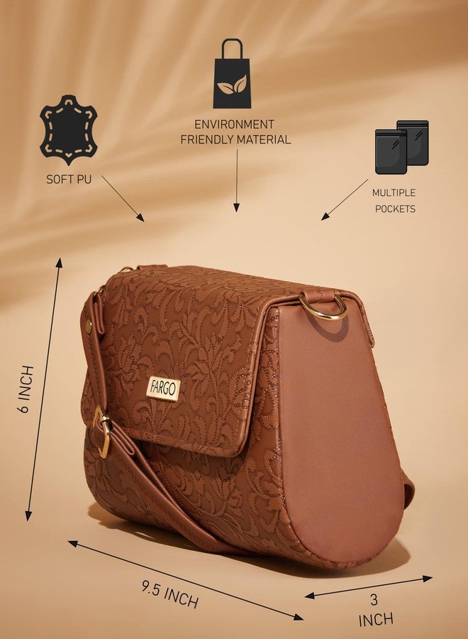 Fargo PU Women's Cross-Body Sling Bag (Tan) - Image 4