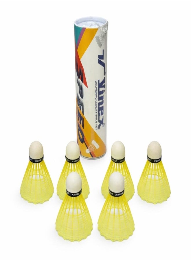 Vinex Speed Shuttlecock Plastic (Pack of 6) - Lightweight Plastic Badminton Shuttlecock, Durable Nylon Shuttle for Indoor & Outdoor Play, High Speed Training & Match Use - Image 1
