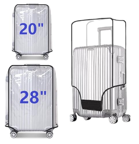 FABULWAY 2PCS Clear PVC Suitcase Covers Protectors Transparent Luggage Cover Waterproof Wheeled Suitcase Dust Cover Dustproof Travel Luggage Sleeve Protector (20"+28") - Image 1