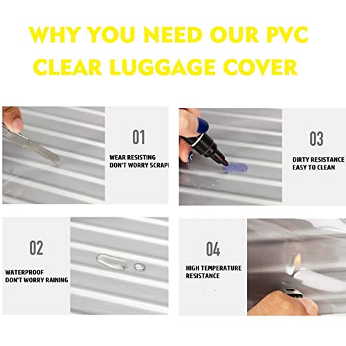 FABULWAY 2PCS Clear PVC Suitcase Covers Protectors Transparent Luggage Cover Waterproof Wheeled Suitcase Dust Cover Dustproof Travel Luggage Sleeve Protector (20"+28") - Image 4