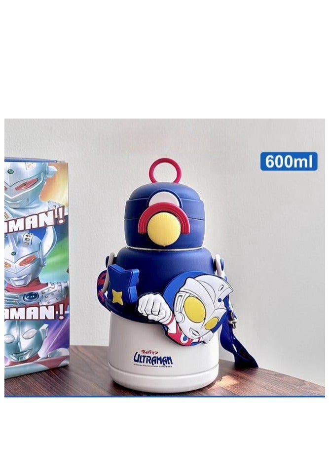 Ultraman Children's Insulated Cup 600ml 316 Stainless Steel Straw Cup for Students' School Use  - Image 1