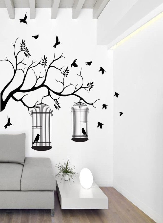 Byteon Vinyl 'Tree with Birds and Cages' Wall Sticker