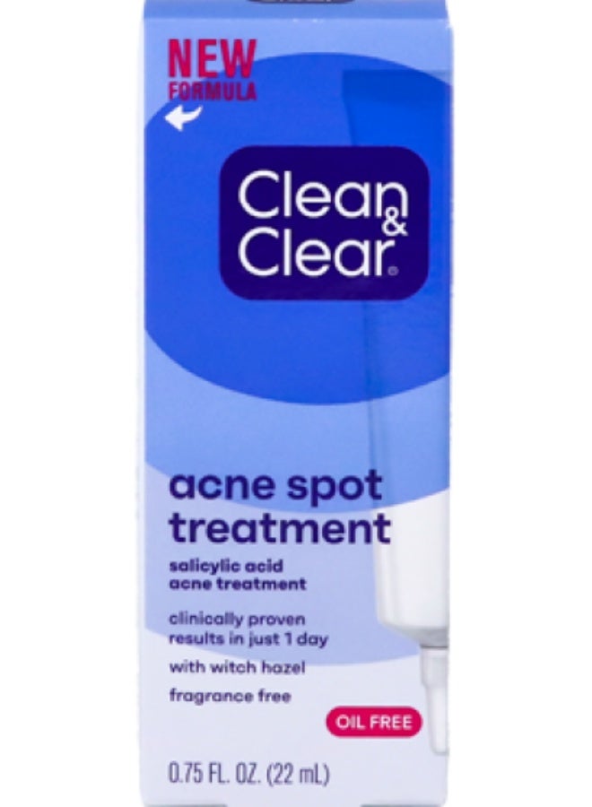 Clean & Clear Acne Spot Treatment Gel Cream with 2% Salicylic Acid, Oil-Free Topical Acne Treatment with Witch Hazel for Clinically Proven Results in 1 Day, Fragrance Free, 0.75 fl. oz - Image 1