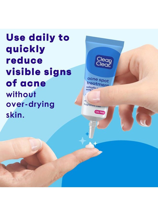 Clean & Clear Acne Spot Treatment Gel Cream with 2% Salicylic Acid, Oil-Free Topical Acne Treatment with Witch Hazel for Clinically Proven Results in 1 Day, Fragrance Free, 0.75 fl. oz - Image 2