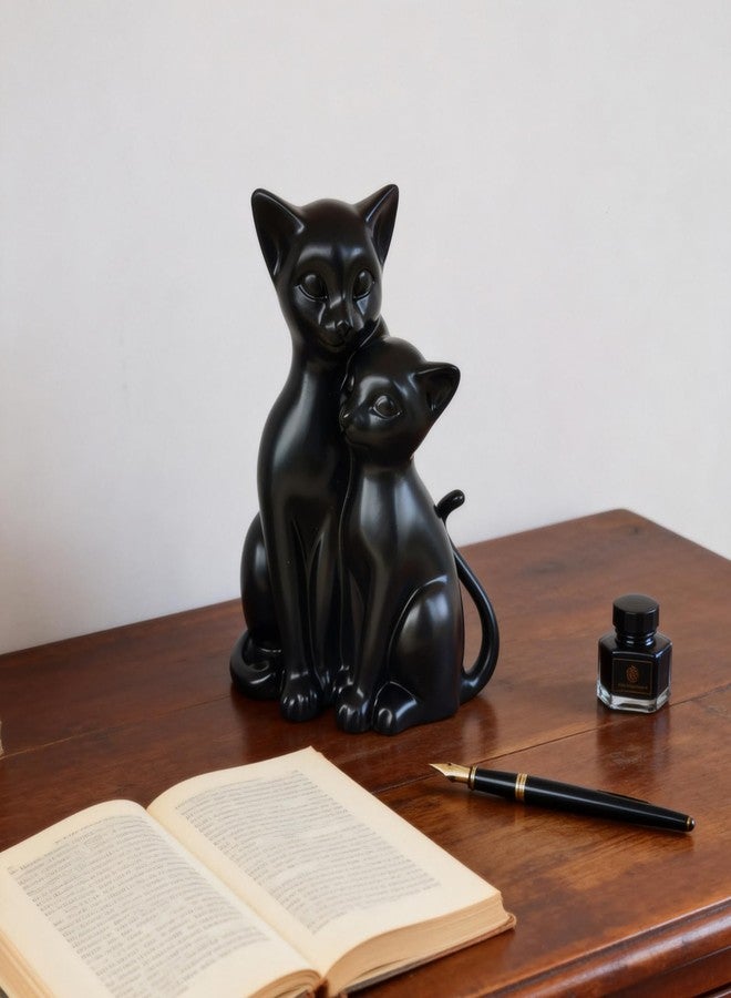 JOOMBE Black Cat Couple Statue Creative Artistic Animal Sculpture for Lovers Modern Living Room Decor for Families Creative Gift for Female Cat Lovers - Image 3