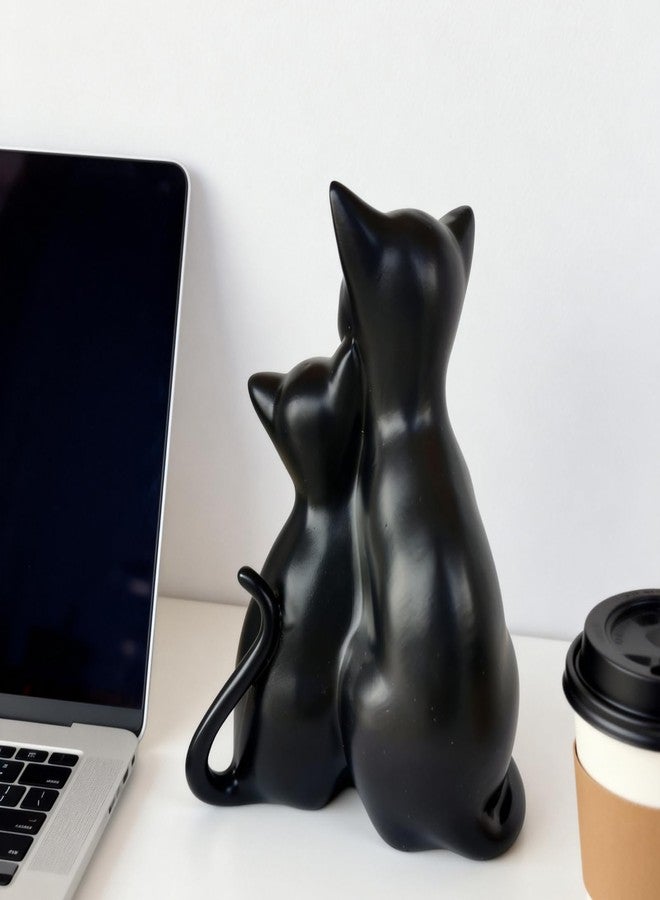 JOOMBE Black Cat Couple Statue Creative Artistic Animal Sculpture for Lovers Modern Living Room Decor for Families Creative Gift for Female Cat Lovers - Image 2