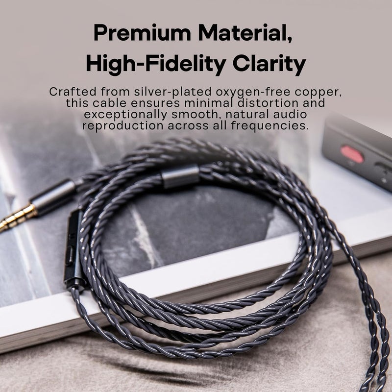 Linsoul Tripowin Grace Detachable Silver-Plated Oxygen Free Copper OFC Earphone Cable with Microphone, 3.5mm 2Pin Connector - Image 3
