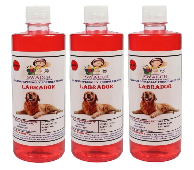swacch Labrador Dog Shampoo + Dumbbell Toy I Durable Rubber Dog Toy for Chewing I Playing,Teeth Cleaning & Training Toy I Combo Pack I 500ml Pack 3 Strawberry - Image 2