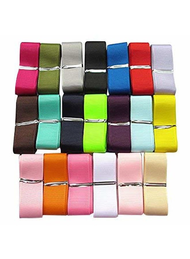 Chenkou Craft Assorted of 20 Yards Grosgrain Ribbon Total 20 Colors Mix Lots Bulk (1"(25mm)) - Image 1