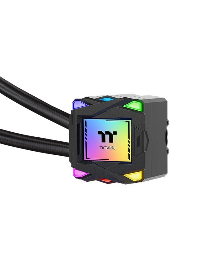 Thermaltake LA360 ARGB Sync All-in-One Liquid CPU Cooler – 360mm Radiator, Triple 120mm PWM Fans, 3300 RPM Pump with Copper Base, 400mm Sleeved Tubes, Addressable 5V RGB Sync, Intel & AMD Compatible | CL-W459-PL12SW-A black - Image 2