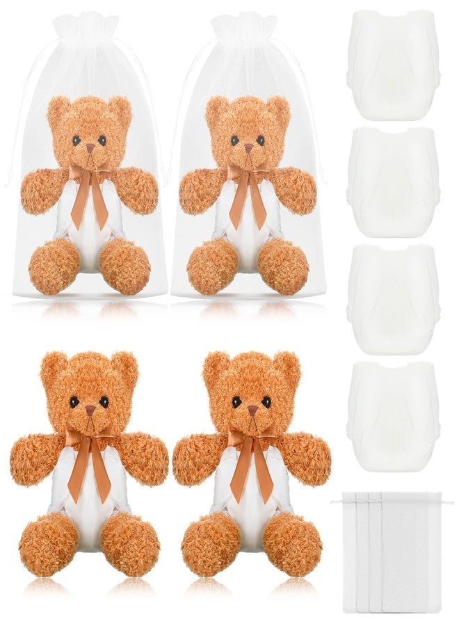 Seenelling 4 Sets Bear Blindfolded Diaper Changing Baby Shower Games Baby Dolls Diapers for Bridal Shower Gender Reveal Games Prizes Gifts for Adults Boys Girls (Brown) - Image 1