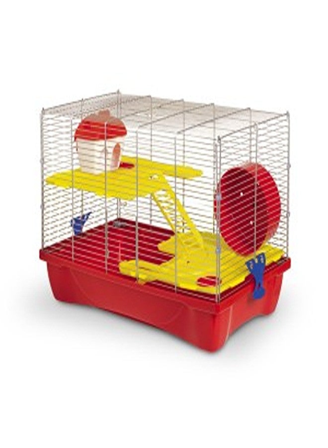 MPS2 H10 Hamster Cage - 58 x 32 x 26 cm/3 cages/Yellow & Red