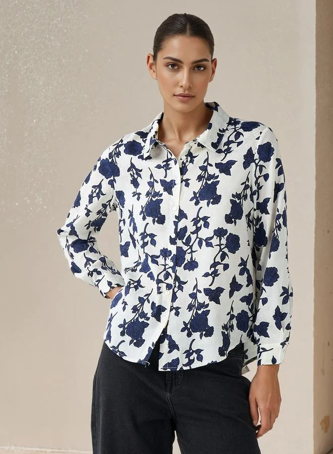 Splash FAV Regular Fit Viscose Floral Print Shirt with Collar