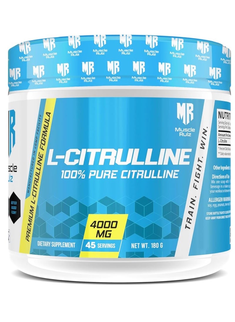Muscle Rulz L-CITRULLINE 4000mg Unflavored 180g, 45 Servings  - Image 1