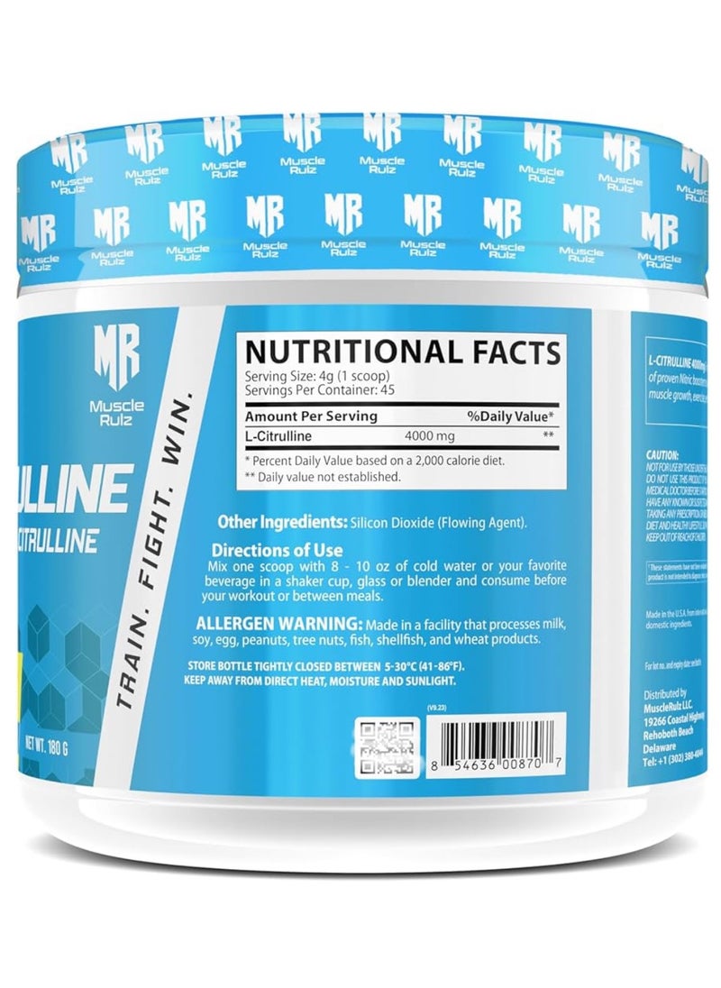 Muscle Rulz L-CITRULLINE 4000mg Unflavored 180g, 45 Servings  - Image 2
