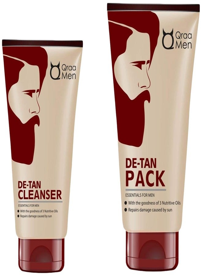 Qraa Men De-Tan Cleanser/Wash For Men For Skin Lightening/Brightening, 100 g with clove oil And Men De-Tan Pack For Men For Skin Lightening/Brightening, 120 g - Image 1