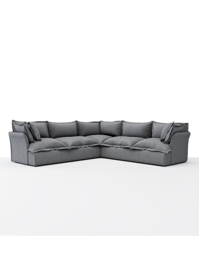 ariika Haven Corner Sofa 296 x 296 H:80 cm - Grey, 100% Polyester Linen Texture Soft Feel, Latex & down alternative filling.