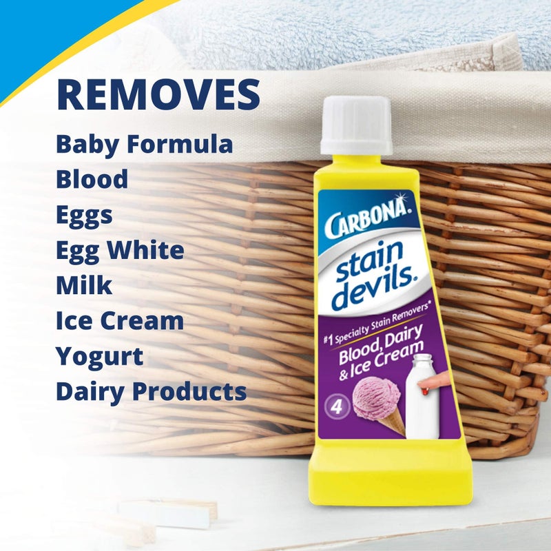Carbona Stain Devils #4 - Blood  Dairy & Ice Cream | Professional Strength Laundry Stain Remover | Multi-Fabric Cleaner | Safe On Skin & Washable Fabrics | 1.7 Fl Oz  1 Pack - Image 2