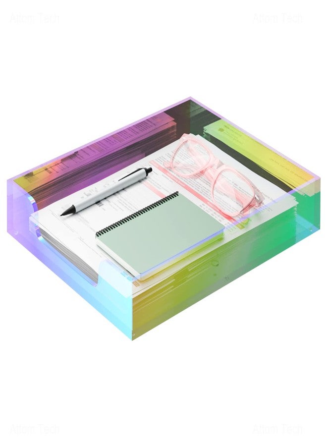 NiOffice Acrylic Letter Tray, Iridescent Letter Organizer Storage A4 Paper File Tray Accessory Tray Single-Tier Desktop Document Holder with Non-Slip Rubber Pads and Stackable for Office and Home Use - Image 1
