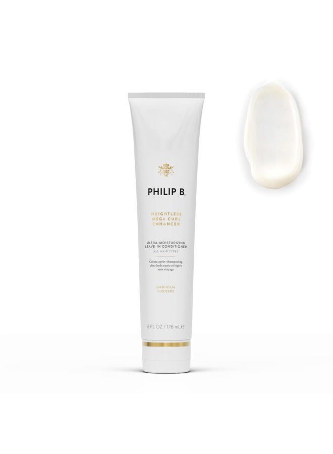 PHILIP B . Weightless Mega Curl Enhancer Ultra-Moisturizing Leave-In Conditioner, 6 oz - Repairs Dry Strands, Tames Frizz, Magnolia Flower Scented - Image 1