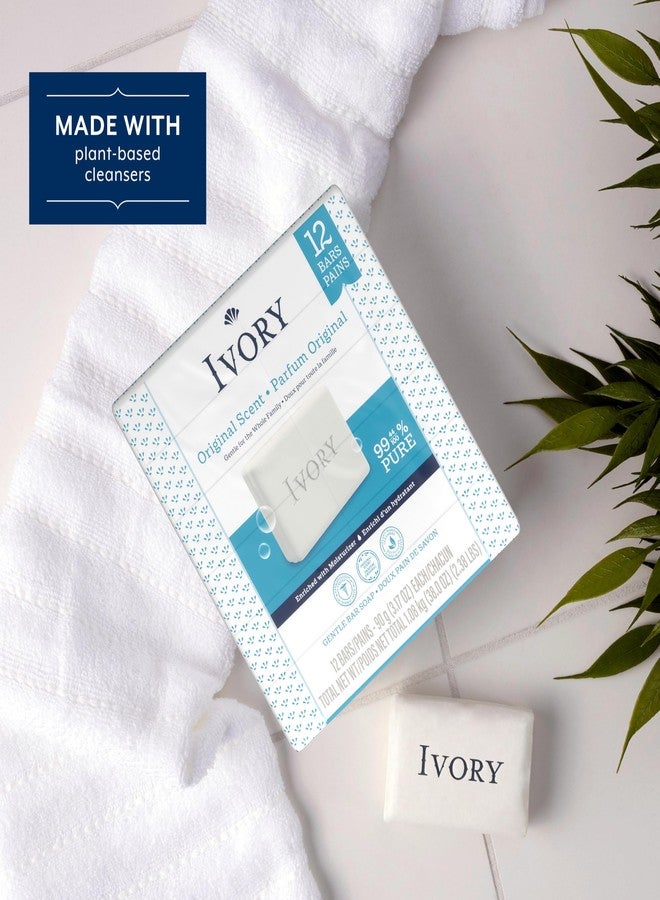 Ivory Gentle Bar Soap, Designed for Whole Family, 99.44% Pure Formula, Plant-Based Cleanser, Made Without Heavy Perfumes, Parabens & Phthalates, For All Skin Types, Original Scent, 3.17 oz (12 Count) - Image 3