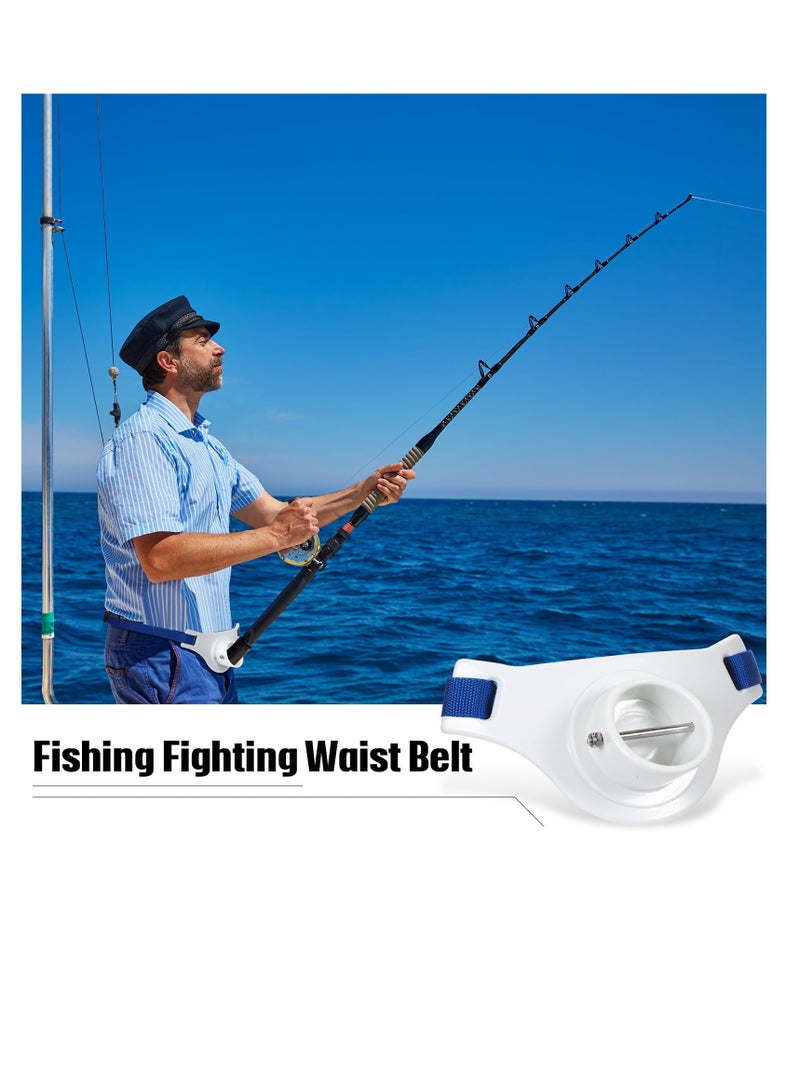 Excefore حزام صيد للخصر لحامل القضيب، 2 قطعة حزام قتال للرجال والنساء، حزام قضيب الصيد، حامل قضيب الصيد، جيمبال ABS مع دبوس قفل من الفولاذ المقاوم للصدأ، أبيض - Image 2