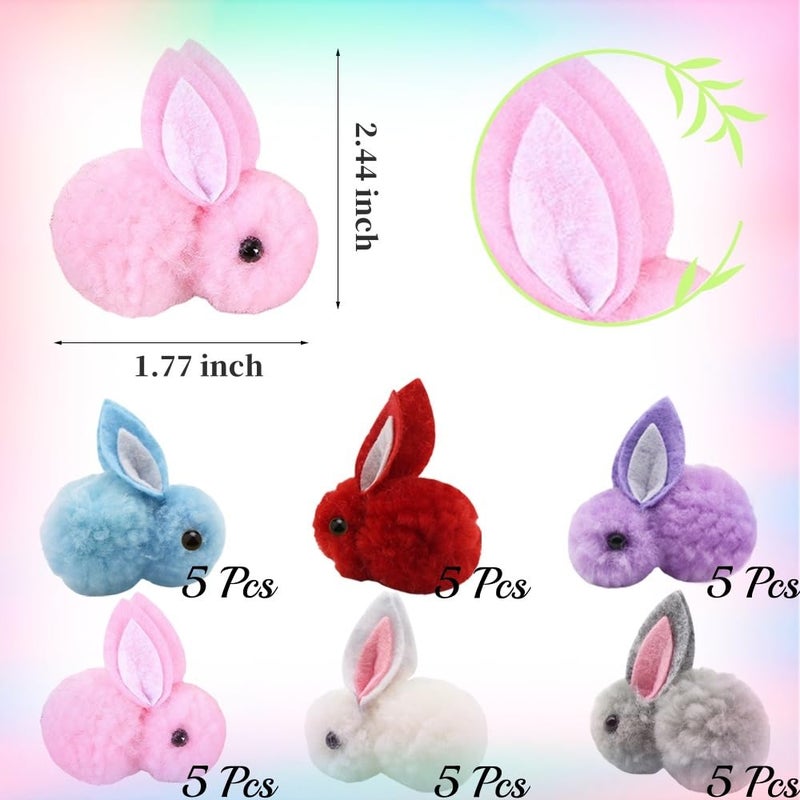 YGbridge 30 Pcs Mini Plush Easter Bunny Animals, Miniature Stuffed Rabbit, Soft Tiny Stuffed Animals Easter Bunnies Plush Rabbit for Easter Basket Stuffers, DIY Hair Clips (30) - Image 5
