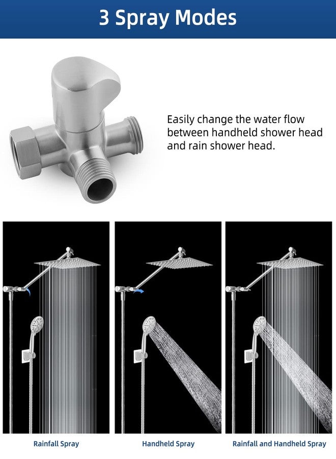 Hibbent All Metal Solid Brass Shower Arm 3-Way Diverter Valve for Handheld and Fixed Showerhead, Bathroom Universal G1/2'' Shower Arm T adapter Replacement Part, Chrome - Image 4