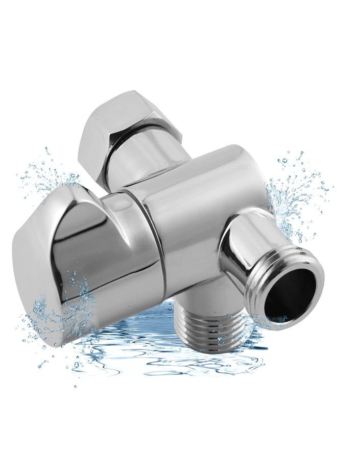 Hibbent All Metal Solid Brass Shower Arm 3-Way Diverter Valve for Handheld and Fixed Showerhead, Bathroom Universal G1/2'' Shower Arm T adapter Replacement Part, Chrome - Image 1