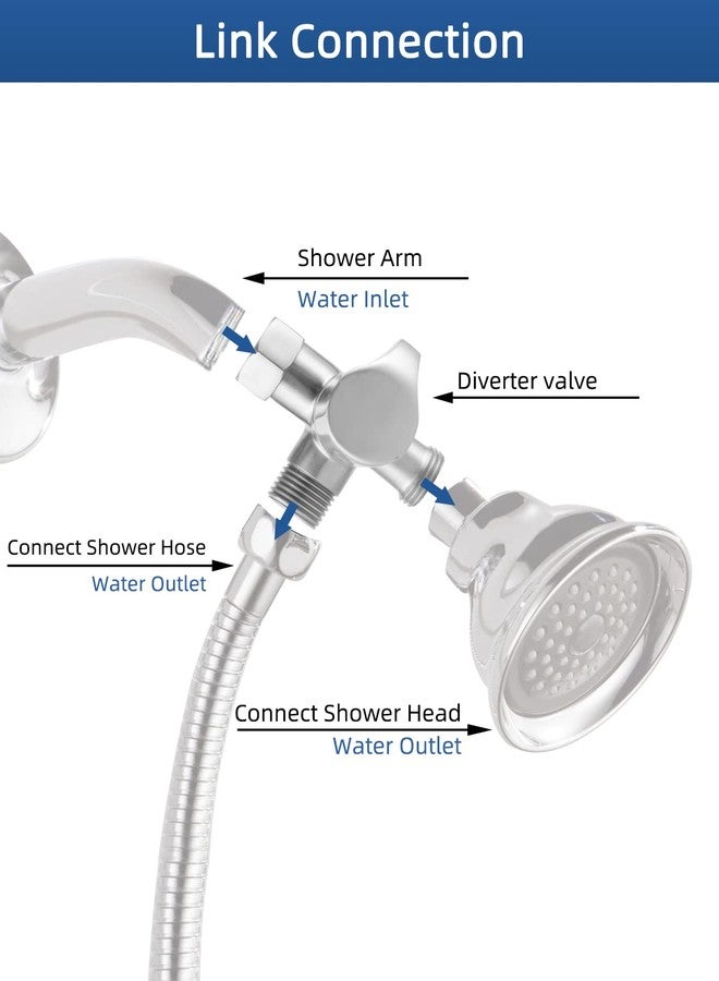 Hibbent All Metal Solid Brass Shower Arm 3-Way Diverter Valve for Handheld and Fixed Showerhead, Bathroom Universal G1/2'' Shower Arm T adapter Replacement Part, Chrome - Image 2