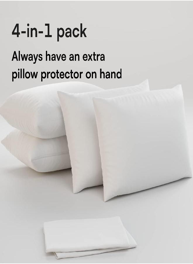 LINENSPA - Linenspa Mattress Protector Queen - Five Sided Queen Mattress Protector Waterproof Mattress Cover - Soft Breathable Bed Protector - Fitted Sheet Style - Deep Pocket Up to 14” - Image 1