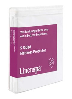 LINENSPA Linenspa Mattress Protector Queen - Five Sided Queen Mattress Protector Waterproof Mattress Cover - Soft Breathable Bed Protector - Fitted Sheet Style - Deep Pocket Up to 14”  - Image 4