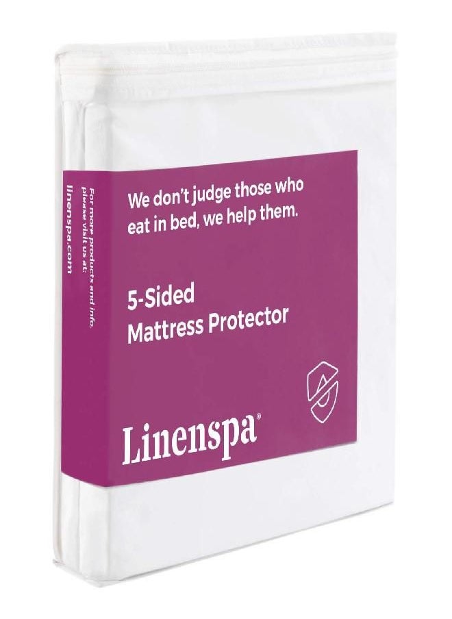 LINENSPA - Linenspa Mattress Protector Queen - Five Sided Queen Mattress Protector Waterproof Mattress Cover - Soft Breathable Bed Protector - Fitted Sheet Style - Deep Pocket Up to 14” - Image 1