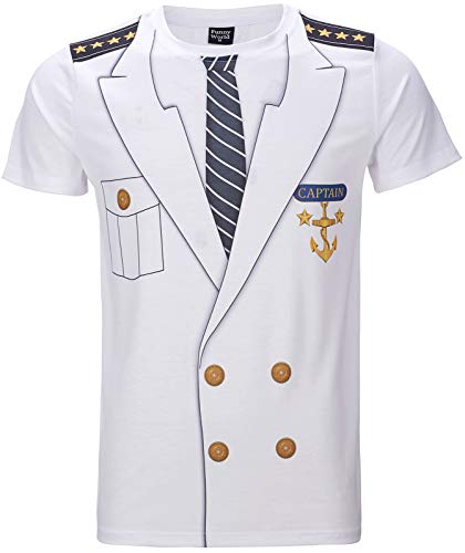 Funny World Men's Captain Costume T-Shirts (XXL, White) - Image 1