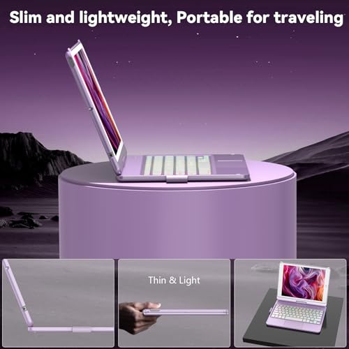 HOTLIFE Case with Keyboard for iPad 10.2,Touch Trackpad Keyboard Case for iPad 9th Generation/8th/7th Gen, 10 Corlor Backlit - 360° Rotatable Protective Cover with Pencil Holder - Image 5