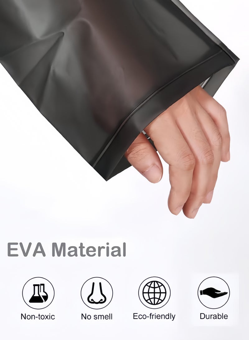 عام معطف واق من المطر للبالغين قابل لإعادة الاستخدام، معطف واق من المطر سميك وخفيف الوزن مع غطاء رأس وأساور مرنة، معطف واق من المطر EVA للرجال والنساء لرحلة صيد عائلية (أسود) - Image 4