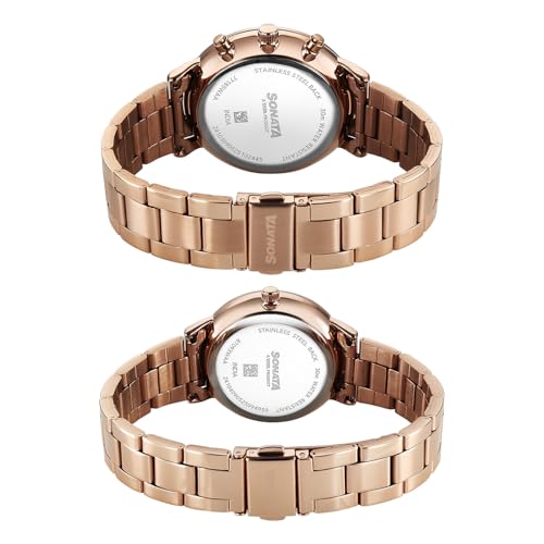 Sonata Perfect Pairs P2 Quartz White Round Dial Men and Women Pair Watch | Stainless Steel Strap Material | Watches for Men and Women Analog - 7718587093WM01 - Image 3